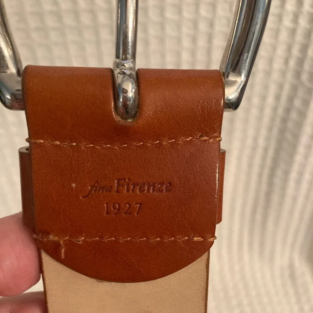 Gorgeous Italian Leather Fina Firenze 1927 Wide Brown Belt With Silver Studs
